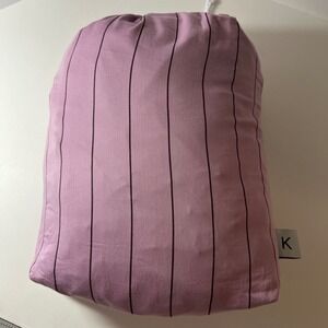 Hommey 100% Organic Cotton Aster Striped King Size Fitted Sheet 78 x 80 x 16 NIP
